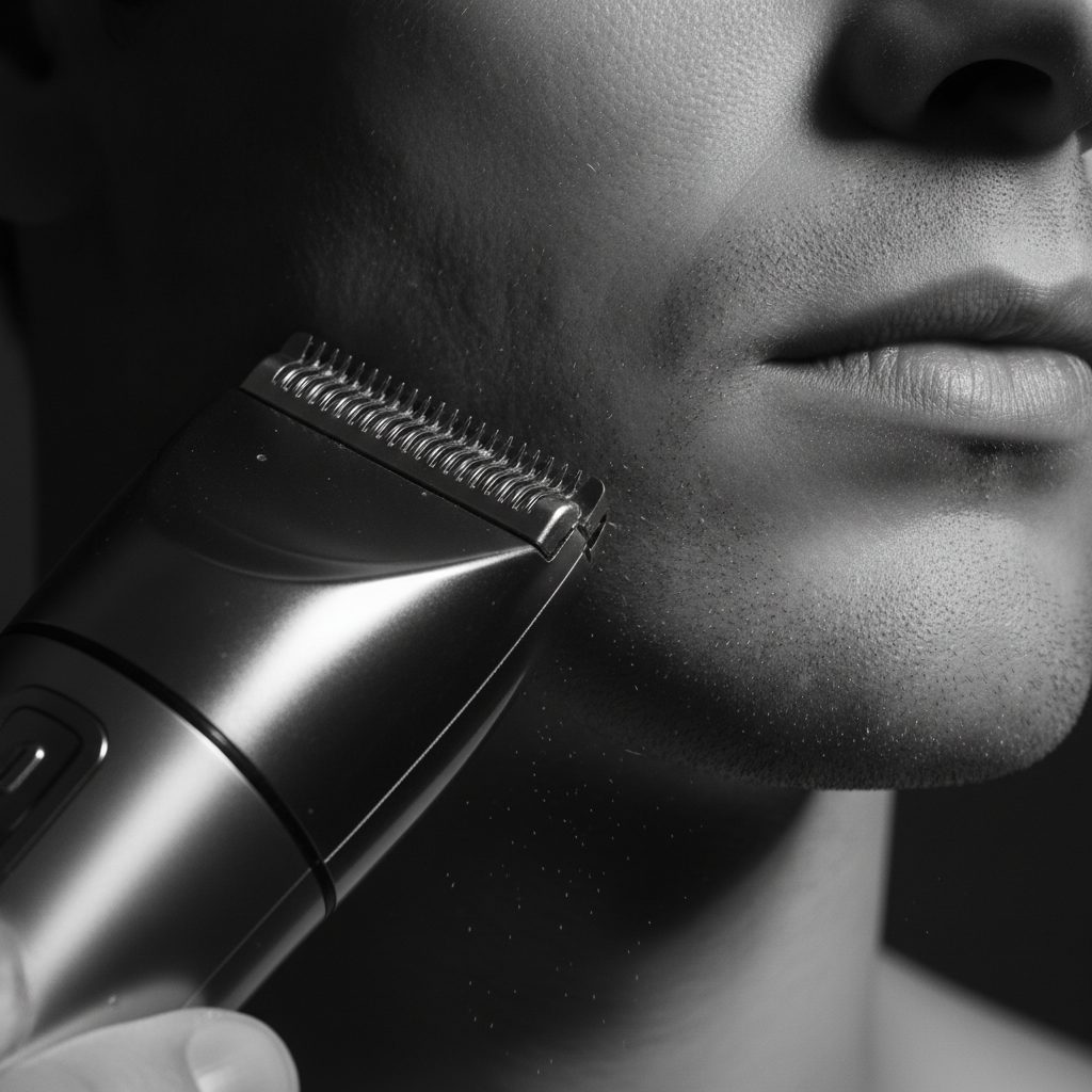 Jawline being shaved
